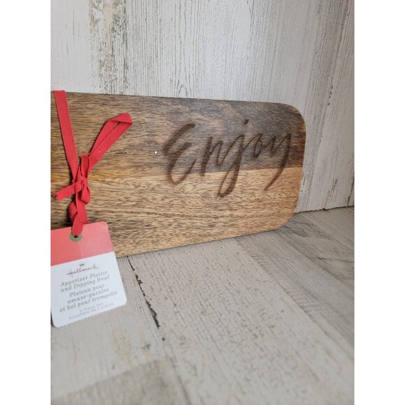 Hallmark appetizer platter enjoy wooden Xmas home decor - Picture 4 of 6